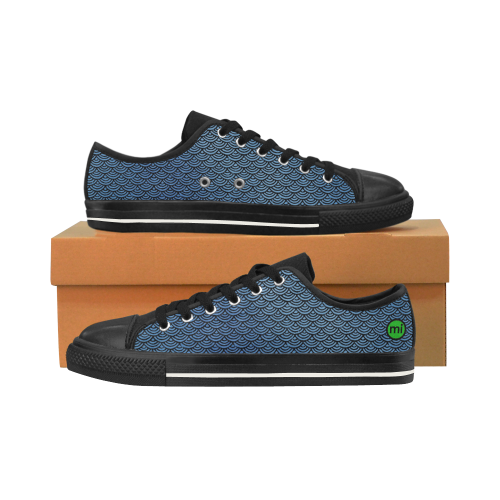 Blue Fish. Inspired by the Magic Island of Gotland. Men's Classic Canvas Shoes/Large Size (Model 018)