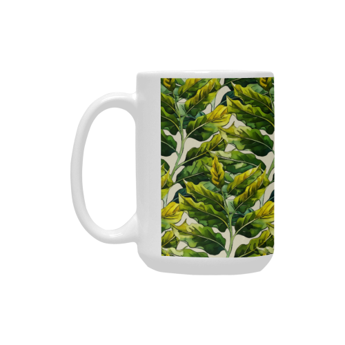 Yellow Green Wide Tropical Leaf pattern 6 Custom Ceramic Mug (15OZ)