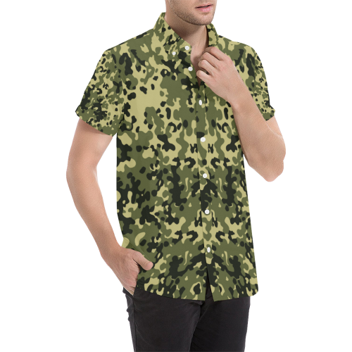 CAMOUFLAGE-GREEN 2 Men's All Over Print Short Sleeve Shirt/Large Size (Model T53)