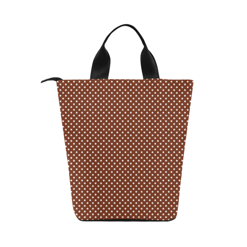Brown polka dots Nylon Lunch Tote Bag (Model 1670)