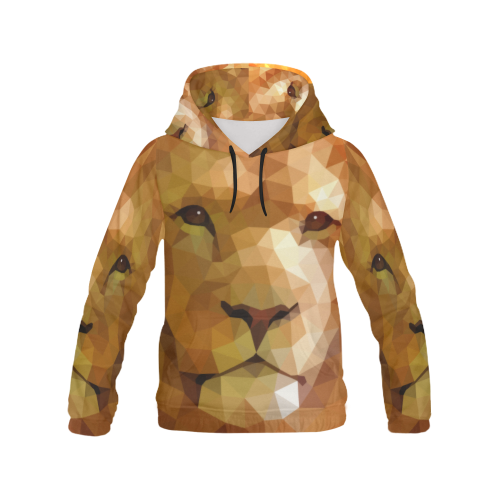 Polymetric Lion All Over Print Hoodie for Women (USA Size) (Model H13)