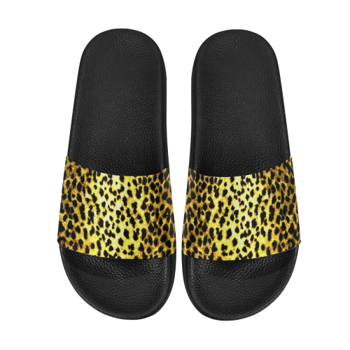 LEOPARD print faux fur Men's Slide Sandals (Model 057)