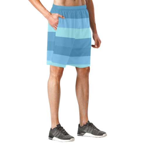 Shades Of Blue Stripes Men's All Over Print Elastic Beach Shorts (Model L20)