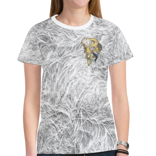 Steampunk initial B on Texture New All Over Print T-shirt for Women (Model T45)