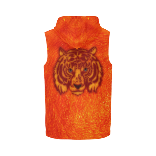 Savety Tiger All Over Print Sleeveless Zip Up Hoodie for Men (Model H16)