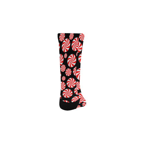 Christmas Peppermint Candy on Black Kids' Custom Socks