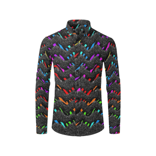Rainbow waves Men's All Over Print Casual Dress Shirt (Model T61)