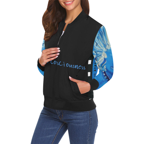 stream consciousness quarantined blues lady All Over Print Bomber Jacket for Women (Model H19)