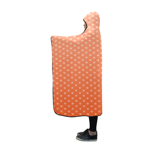 Living Coral Color Scales Pattern Hooded Blanket 60''x50''