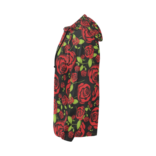 Red Roses on Black All Over Print Full Zip Hoodie for Men/Large Size (Model H14)
