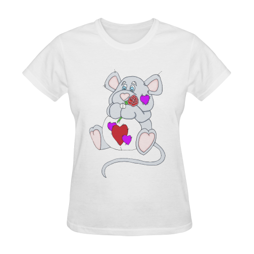 Valentine Mouse White Sunny Women's T-shirt (Model T05)