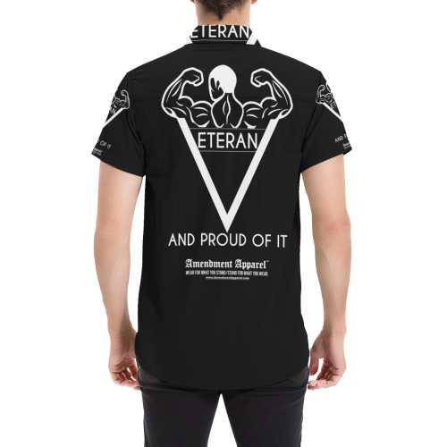 Proud Veteran Male S/S Button Shirt Men's All Over Print Short Sleeve Shirt (Model T53)