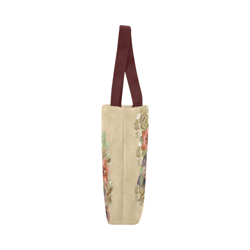 leather flowers on suede Canvas Tote Bag (Model 1657)