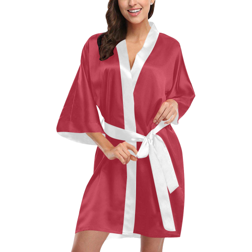 Asiatic Lily  Flowers Royal Red Solid Color Kimono Robe