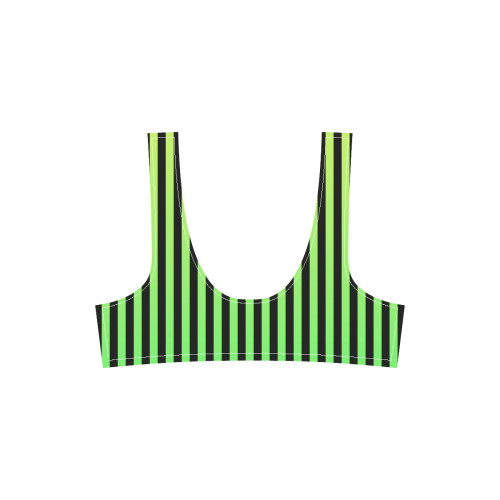 Green Ombre on Black Sport Top & High-Waisted Bikini Swimsuit (Model S07)
