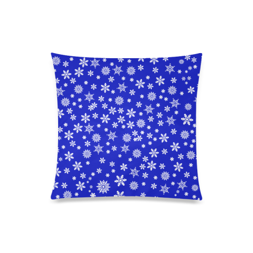 Winter Snowflakes on Dark Blue Custom Zippered Pillow Case 20"x20"(Twin Sides)