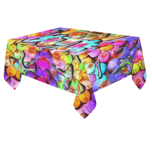 Candy Flower Drops by Nico Bielow Cotton Linen Tablecloth 60"x 84"