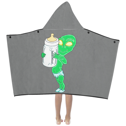 Alien Baby Boy Grey Kids' Hooded Bath Towels