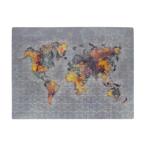 world map grey #map #worldmap A3 Size Jigsaw Puzzle (Set of 252 Pieces)
