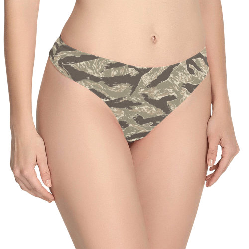 US desert Tiger stripes camouflage Women's All Over Print Thongs (Model L30)