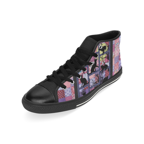 Cats in the Night High Top Canvas Shoes for Kid (Model 017)