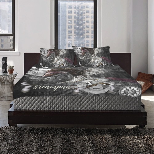 Aweswome steampunk horse with wings 3-Piece Bedding Set