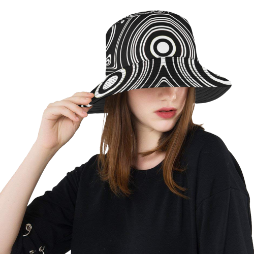 Concentric Circle Pattern All Over Print Bucket Hat