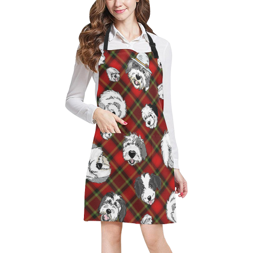 red plaid OES faces All Over Print Apron