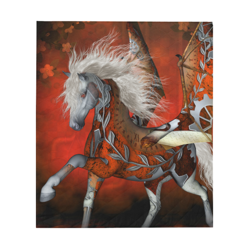 Awesome steampunk horse with wings Quilt 60"x70"