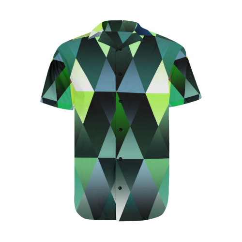 Dark Mosaic Shine 3 Men's Short Sleeve Shirt with Lapel Collar (Model T54)
