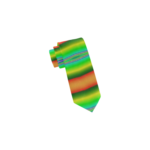 Bright Green Orange Stripes Pattern Abstract Classic Necktie (Two Sides)
