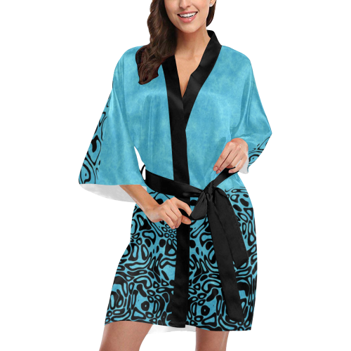 Modern PaperPrint turquoise by JamColors Kimono Robe