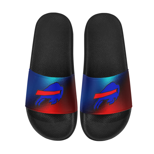 Red & Blue Buffalo Logo Design Men's Slide Sandals (Model 057)