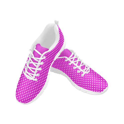 Pink polka dots Women's Breathable Running Shoes (Model 055)