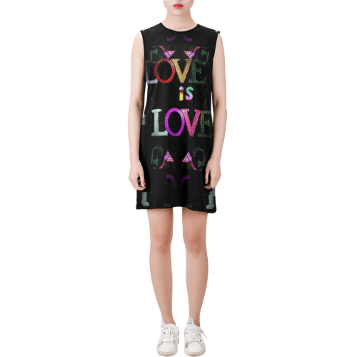Love is Love by Nico Bielow Sleeveless Round Neck Shift Dress (Model D51)