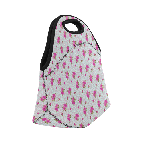 Roses and Pattern 1B by JamColors Neoprene Lunch Bag/Small (Model 1669)