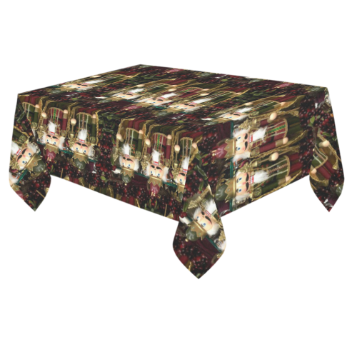 Golden Christmas Nutcrackers Cotton Linen Tablecloth 60"x 84"
