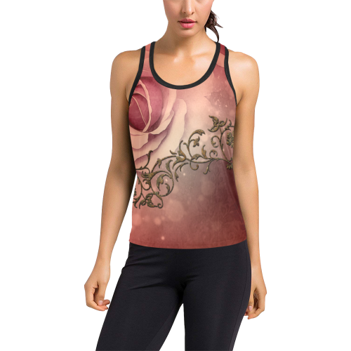 Wonderful roses with floral elements Women's Racerback Tank Top (Model T60)