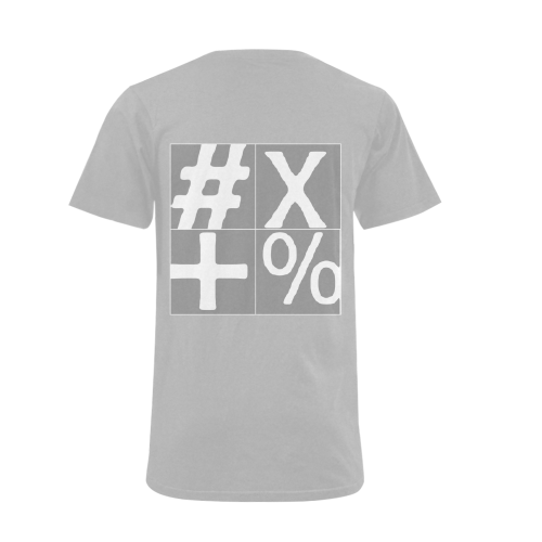 NUMBERS Collection Symbols White/Gray Men's V-Neck T-shirt (USA Size) (Model T10)