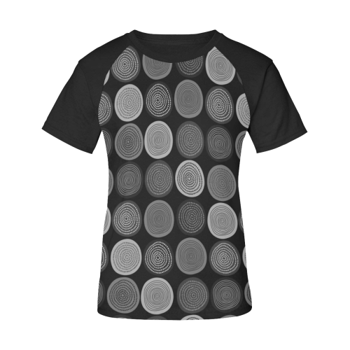 Scandinavian Circle Dots Mandala Pattern 3 Women's Raglan T-Shirt/Front Printing (Model T62)