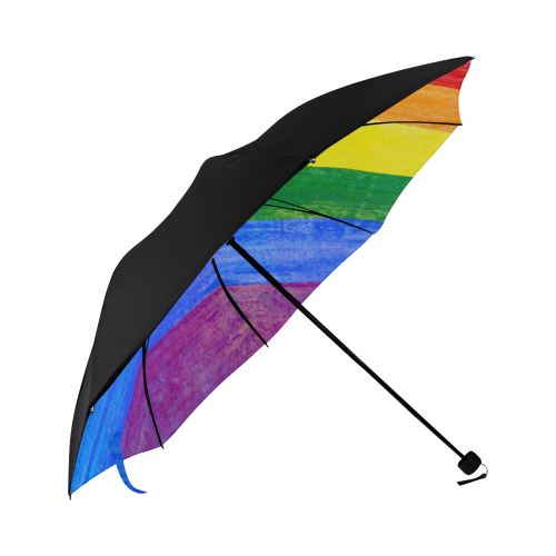 Rainbow Flag Colored Stripes Grunge Anti-UV Foldable Umbrella (Underside Printing) (U07)