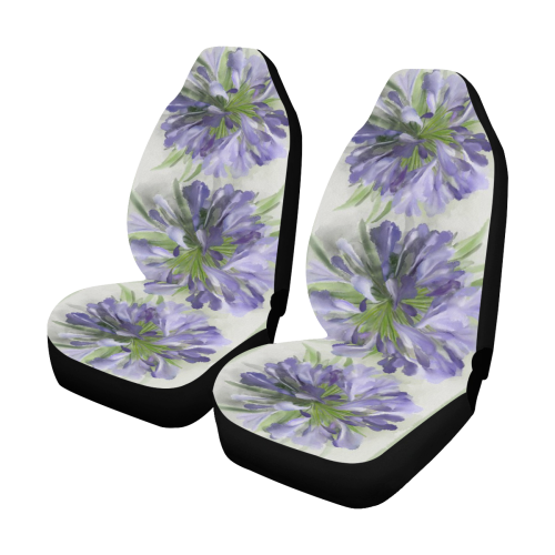 3 Delicate Violet Flowers, floral watercolor Car Seat Covers (Set of 2)