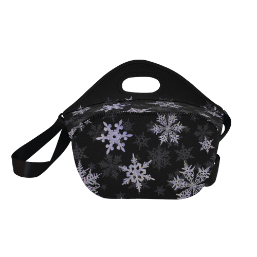 Snowflakes Blue Purple Neoprene Lunch Bag/Large (Model 1669)