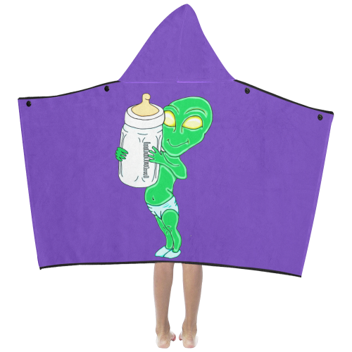Alien Baby Boy Purple Kids' Hooded Bath Towels