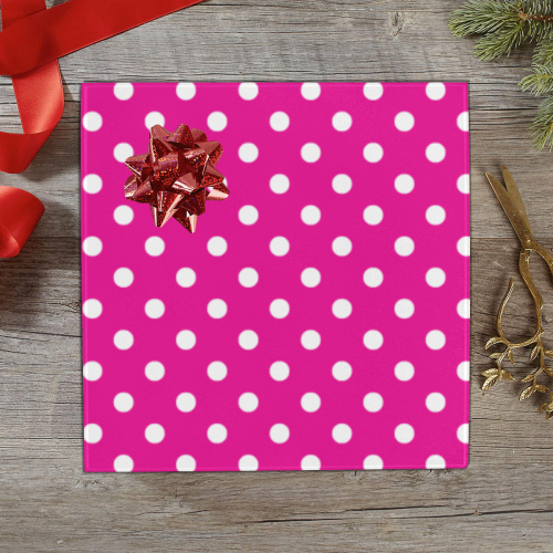 White Polka Dots on Pink Gift Wrapping Paper 58"x 23" (2 Rolls)