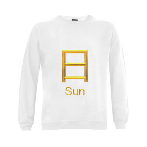 q-Golden Asian Symbol for Sun Gildan Crewneck Sweatshirt(NEW) (Model H01)