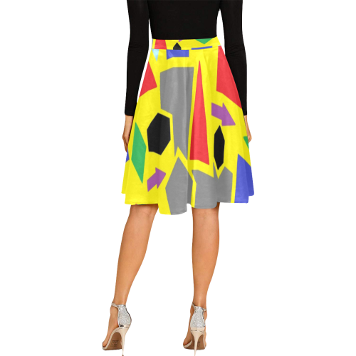 Yellow Pleated Skirt with geometric pattern Melete Pleated Midi Skirt (Model D15)