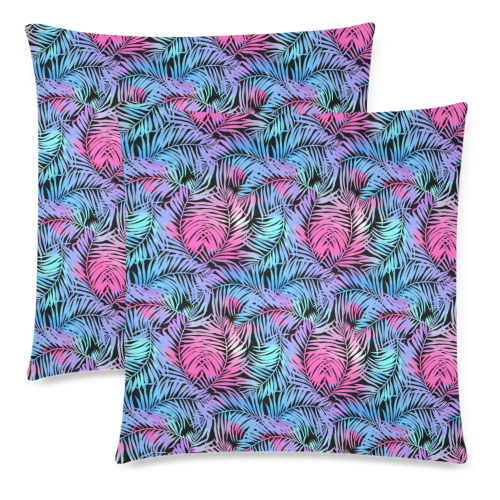 Tropical Leaves Custom Zippered Pillow Cases 18"x 18" (Twin Sides) (Set of 2)