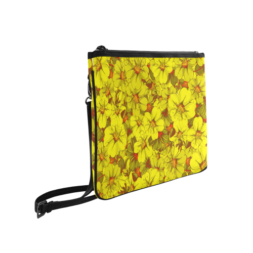 Yellow flower pattern Slim Clutch Bag (Model 1668)
