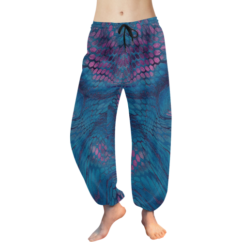midnight dragon - reptile skin in blue and pruple Women's All Over Print Harem Pants (Model L18)